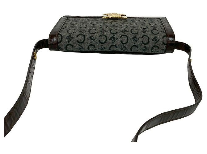 Céline Borsa a tracolla in lana e pelle Celine Marrone Grigio - vista 5