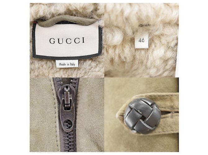 Casaco de pele de carneiro e shearling Gucci Verde Caqui - vista 8