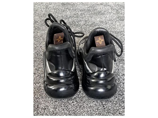 Sneakers chunky in pelle nera e argento Louis Vuitton Nero - vista 9
