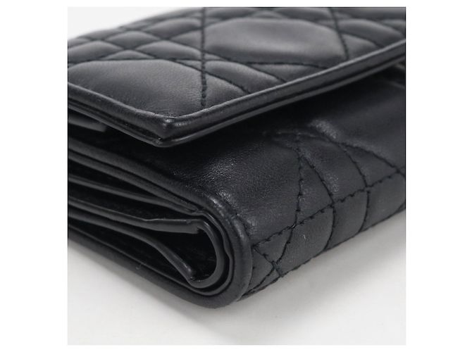 Christian Dior Black Leather Tri-fold Wallet - view 6