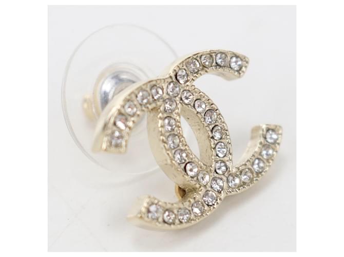 Orecchini Chanel Gold Stud con strass D'oro - vista 3