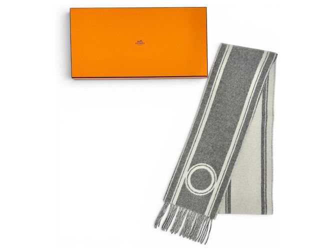 Hermès Stola in cashmere grigio Hermes Marrone - vista 2