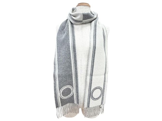 Hermès Stola in cashmere grigio Hermes Marrone - vista 3