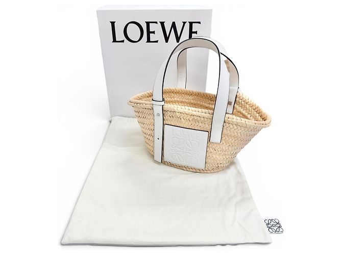Borsa cesta Loewe in pelle bianca Anagram Bianco - vista 2