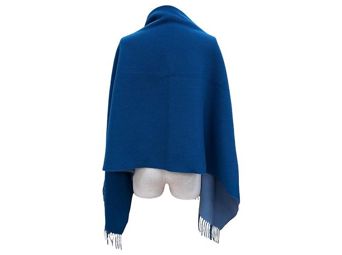Hermès Stola in cashmere blu Hermes - vista 4