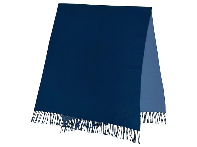 Hermès Stola in cashmere blu Hermes - vista 5