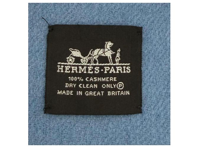 Hermès Stola in cashmere blu Hermes - vista 8