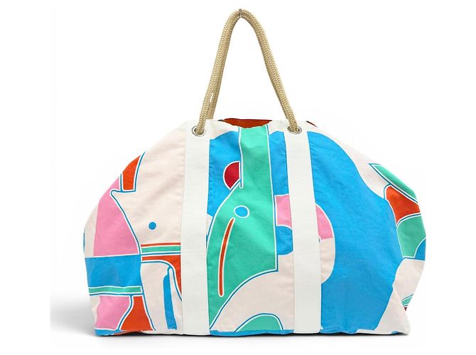 Hermès Hermes Cabas Drapeaux au Vent Tote Bag Multicolore - vista 2