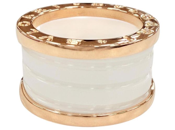 Bulgari Anello B.zero1 in ceramica e oro rosa Bvlgari Bianco D'oro - vista 3