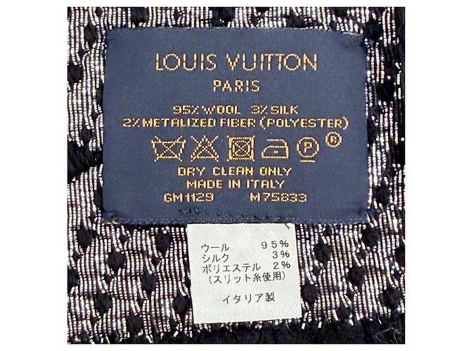Stola Louis Vuitton in misto lana e seta nera Nero - vista 6