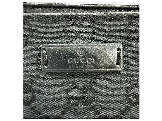Pochette con zip Gucci Vintage GG Canvas Pelle Logo Patch Nero - vista 8