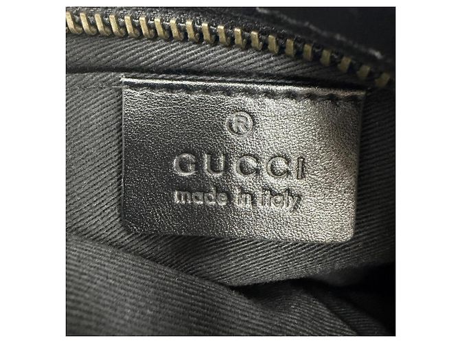 Pochette con zip Gucci Vintage GG Canvas Pelle Logo Patch Nero - vista 9