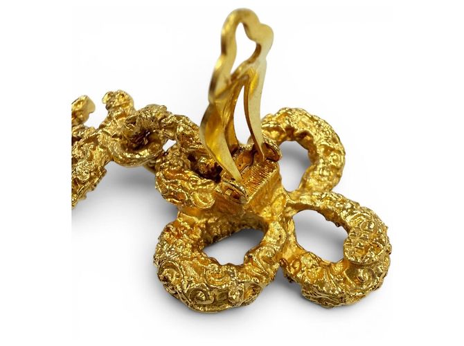 Brincos de clip Chanel Vintage 93A Metal Lava Flower Dourado - vista 6