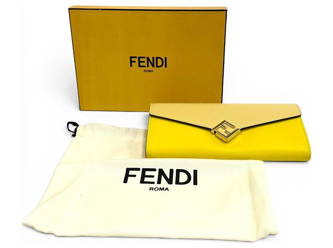 Fendi 8M0251 FF Diamond Continental Leather Long Wallet Giallo - vista 2