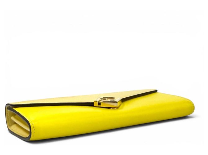 Fendi 8M0251 FF Diamond Continental Leather Long Wallet Giallo - vista 4