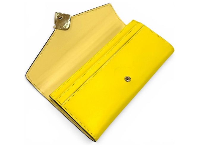 Fendi 8M0251 FF Diamond Continental Leather Long Wallet Giallo - vista 5