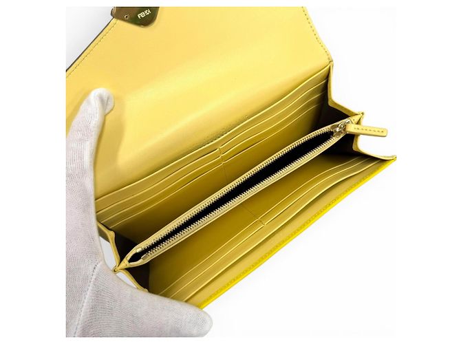 Fendi 8M0251 FF Diamond Continental Leather Long Wallet Giallo - vista 6