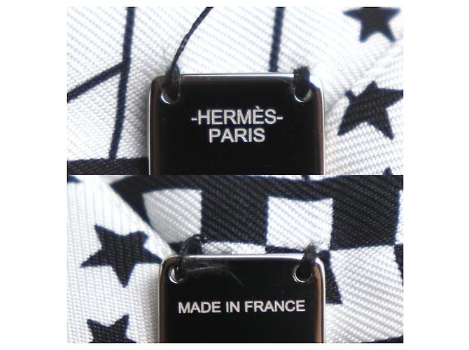 Hermès Barrette in seta HERMES Grenelle PM Accessorio per capelli Nero Bianco - vista 5