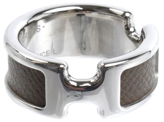 Ring Hermès Anel Olympe PM em couro GP Hermes Prata Taupe - vista 3
