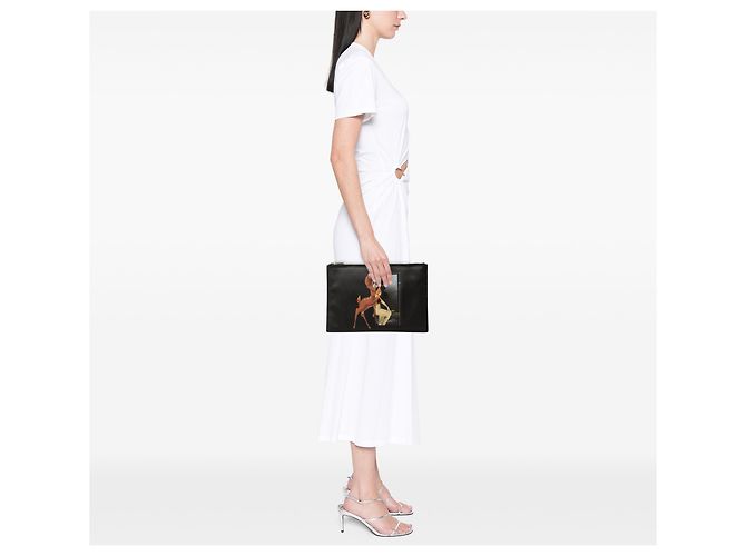 Clutch in pelle con stampa Bambi nera Givenchy Nero - vista 7