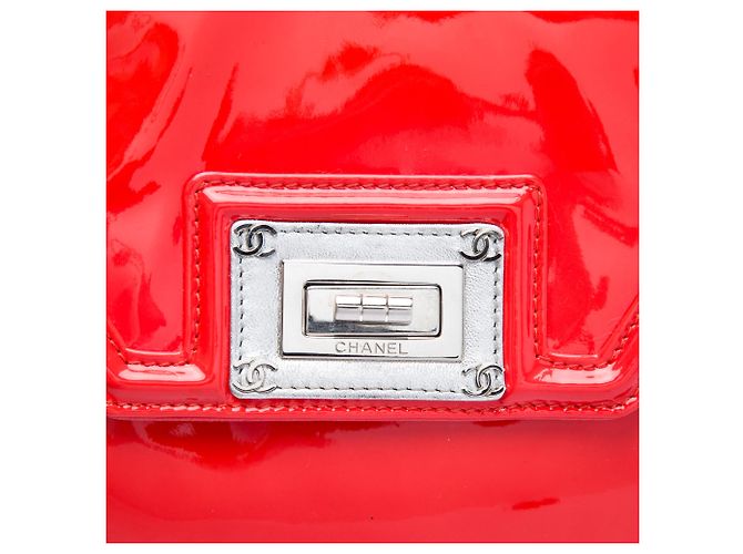 Tote Chanel Red Patent Mademoiselle Lock Bijoux Chain Rosso - vista 5