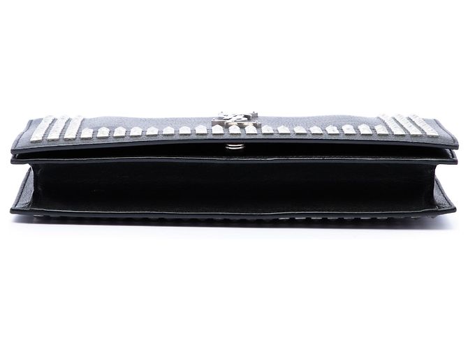 Clutch Monogram in pelle nera con borchie Saint Laurent Nero - vista 3