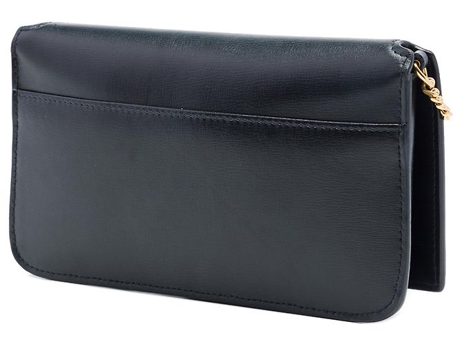 Saint Laurent Monogram Cassandre Handyhülle aus glattem schwarzem Kalbsleder - Ansicht 2