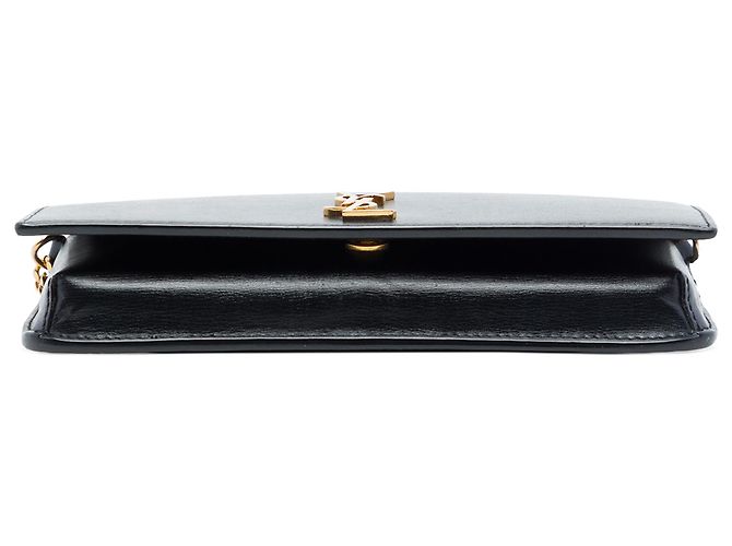 Saint Laurent Monogram Cassandre Handyhülle aus glattem schwarzem Kalbsleder - Ansicht 3