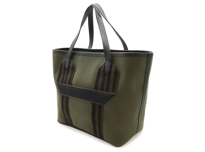 Tote Hermès Green Toile Militaire e Clemence Verde Verde oliva - vista 2