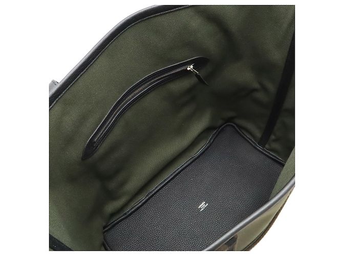 Tote Hermès Green Toile Militaire e Clemence Verde Verde oliva - vista 3