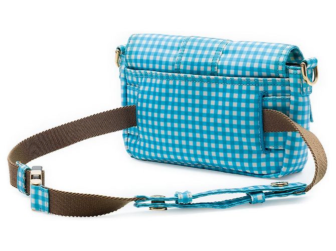 Borsa a tracolla Fendi Blue Joshua Vides Mini Nylon Gingham Convertible Baguette - vista 2