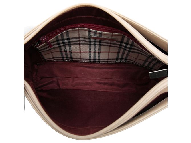 Borsa a tracolla in pelle beige Burberry - vista 4