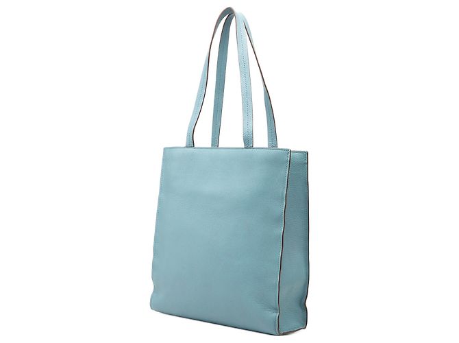 Borsa satchel Miu Miu in pelle di capra blu con logo Madras in rilievo - vista 2