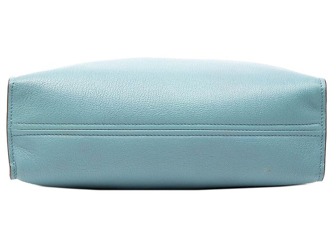 Borsa satchel Miu Miu in pelle di capra blu con logo Madras in rilievo - vista 3