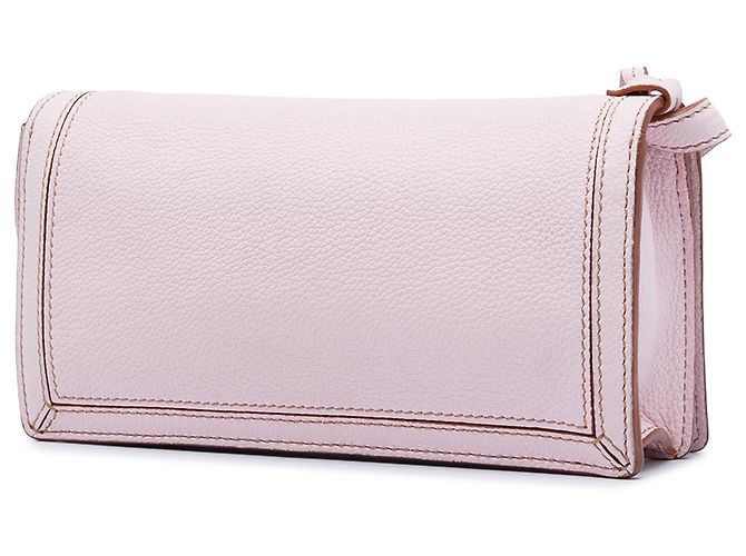 Portafoglio LOEWE Barcelona in pelle di vitello granulata rosa con tracolla - vista 2