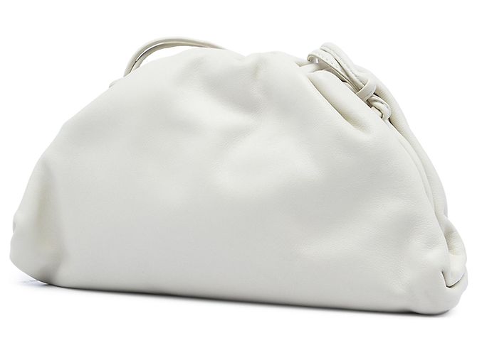 Bottega Veneta White Lambskin The Mini Pouch Crossbody Bianco Bianco sporco - vista 2