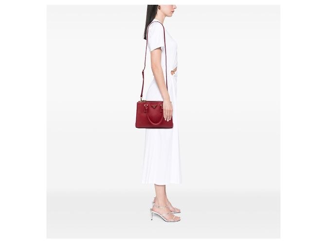 Sac à main Prada Red Medium Saffiano Lux Galleria Double Zip Rouge - vue 5