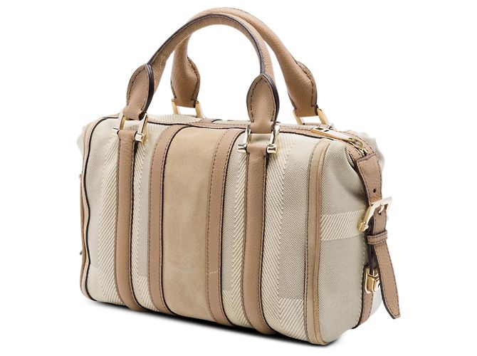 Bolsa bowling Nevinson em canvas com acabamento em camurça marrom Burberry - vista 2