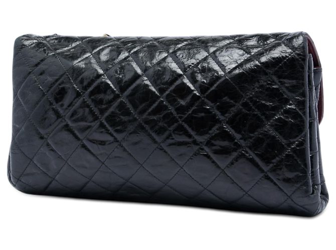 Chanel Black Jumbo CC Quilted Crumpled Calfskin Straight Flap - view 2