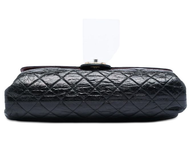 Chanel Black Jumbo CC Quilted Crumpled Calfskin Straight Flap - view 3