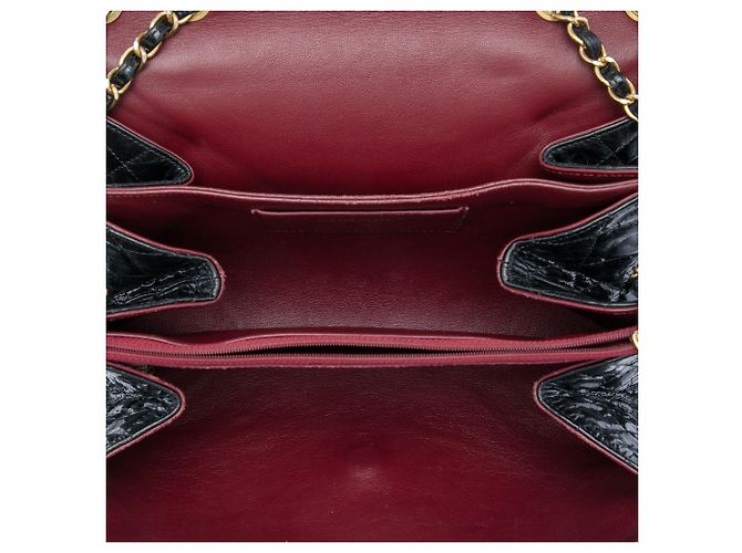 Chanel Black Jumbo CC Quilted Crumpled Calfskin Straight Flap - view 4