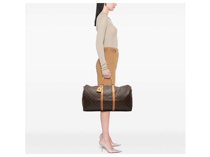 Louis Vuitton Marrone Monogram Keepall Bandouliere 55 - vista 7