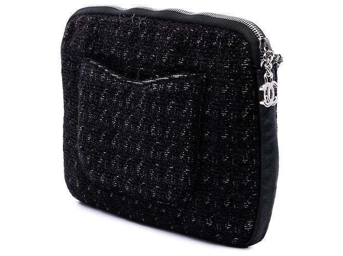 Giacca Chanel Black Limited Edition Tweed Girl con pochette a catena Nero - vista 2