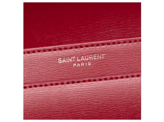 Saint Laurent Monogram Sunset Umhängetasche aus rotem Kalbsleder, Größe Medium - Ansicht 5