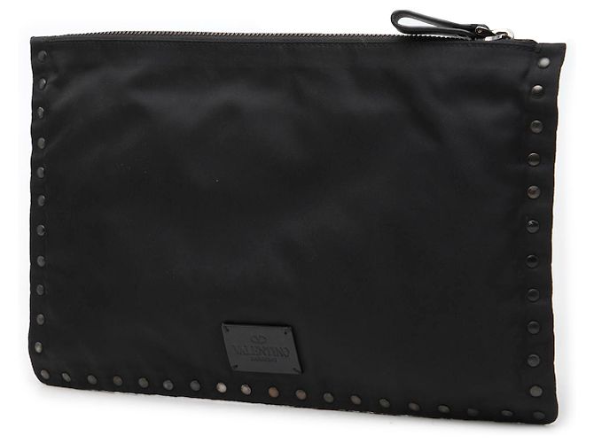 Pochette Valentino in nylon nero con Rockstud - vista 2
