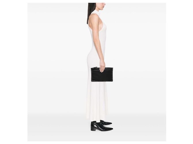 Pochette Valentino in nylon nero con Rockstud - vista 6