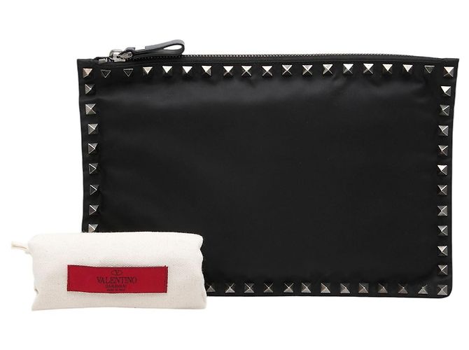 Pochette Valentino in nylon nero con Rockstud - vista 7