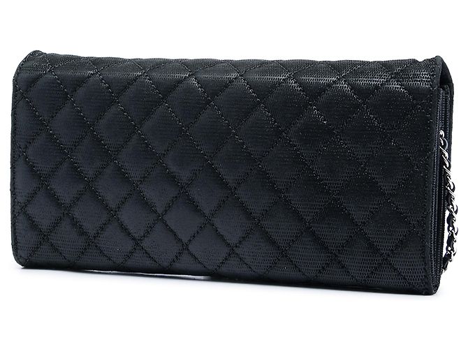 Chanel Black CC Quilted Iridescent Fabric East West Flap Nero - vista 2