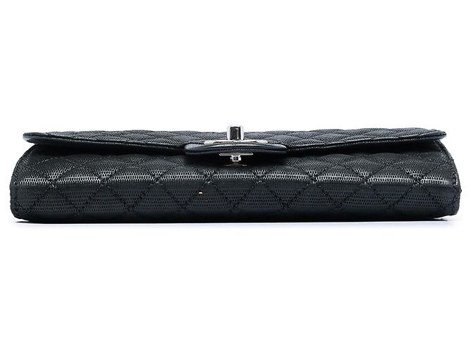 Chanel Black CC Quilted Iridescent Fabric East West Flap Nero - vista 3