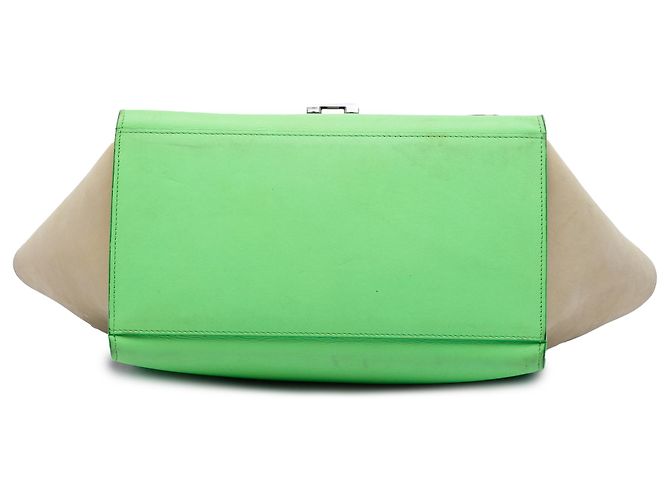 Céline Borsa Celine Green Small Tricolor Leather Trapeze Verde Verde chiaro - vista 3